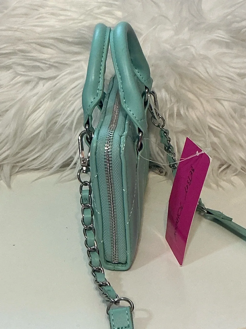 Betsey Johnson NWT XOLAYLA Mint Quilted Leather Top-Handle Mini Crossbody Bag